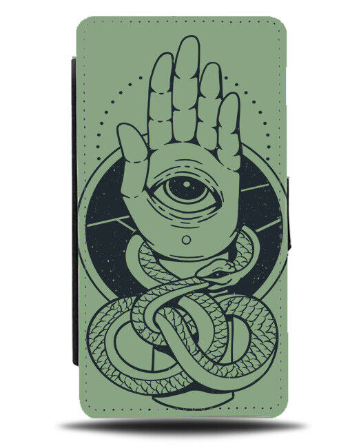 Snake Hasma Hand Flip Wallet Case Snakes Eyes Eye Spiritual Hasmas K306