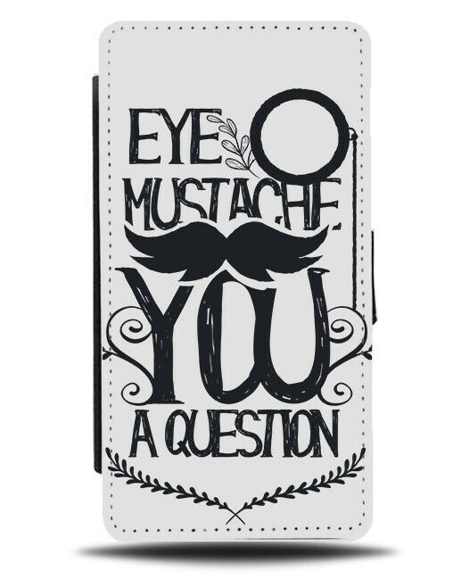 Funny Moustache Flip Wallet Phone Case Hipster Beard Gentleman Male Mens E118