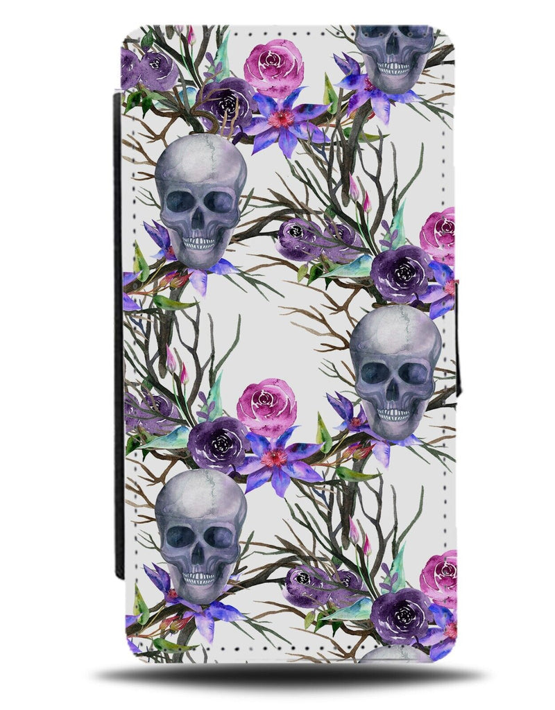 Purple Skulls and Seaweed Flip Wallet Case Sea Weed Weeds Skull Violet AT13