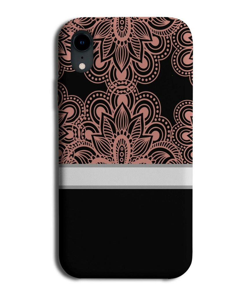 Black and Rose Gold Flowery Stencil Phone Case Cover Henna Mandala Print si484