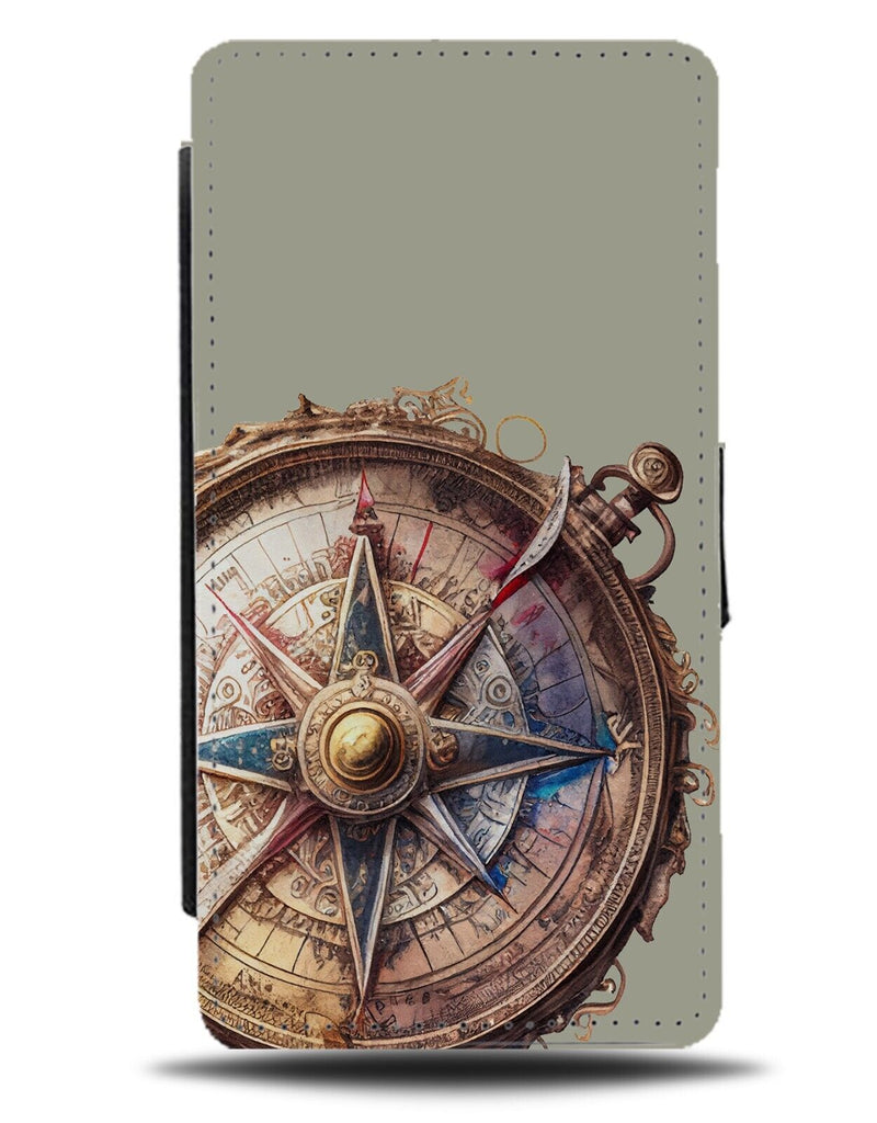 Pirates Classic Nautical Compass Flip Wallet Case Pirate Compas Steam Punk DG70