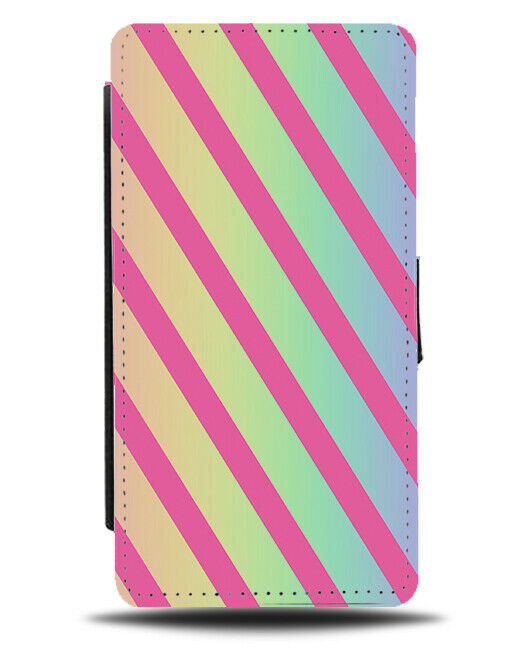 Multicoloured Hot Pink Stripes Flip Cover Wallet Phone Case Multicolour i852