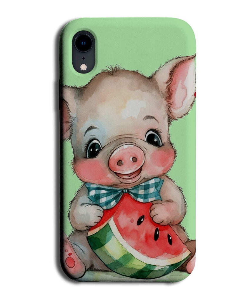 Pig Eating Watermelon Watercolour Phone Case Cover Pigs Watermelons Slice BZ25