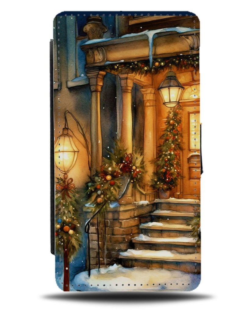Victorian England Christmas Steps Flip Wallet Case British Photo Card Cards CT78