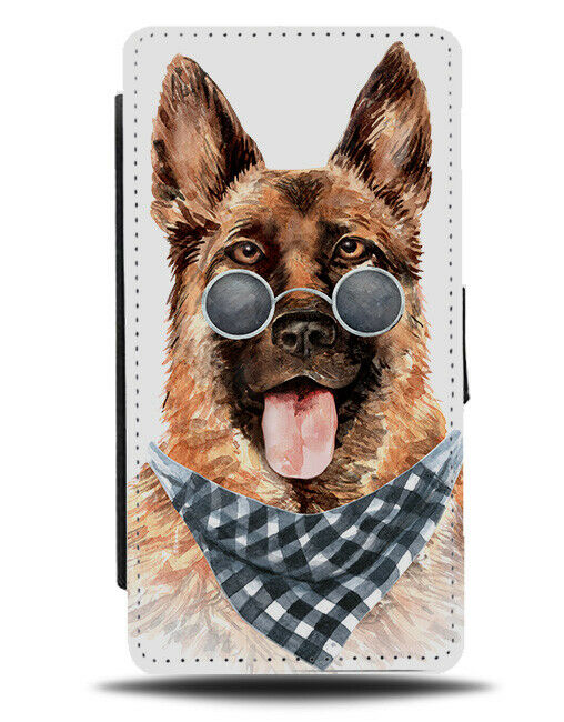 German Shepherd Flip Wallet Case Rock n Roll Bandanna Sunglasses K705