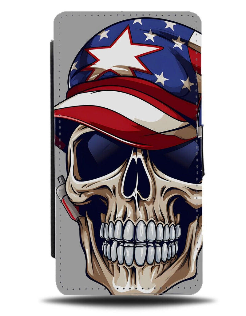 Skeleton American Patriot Flip Wallet Case Patriotic America Flag Symbol AB85
