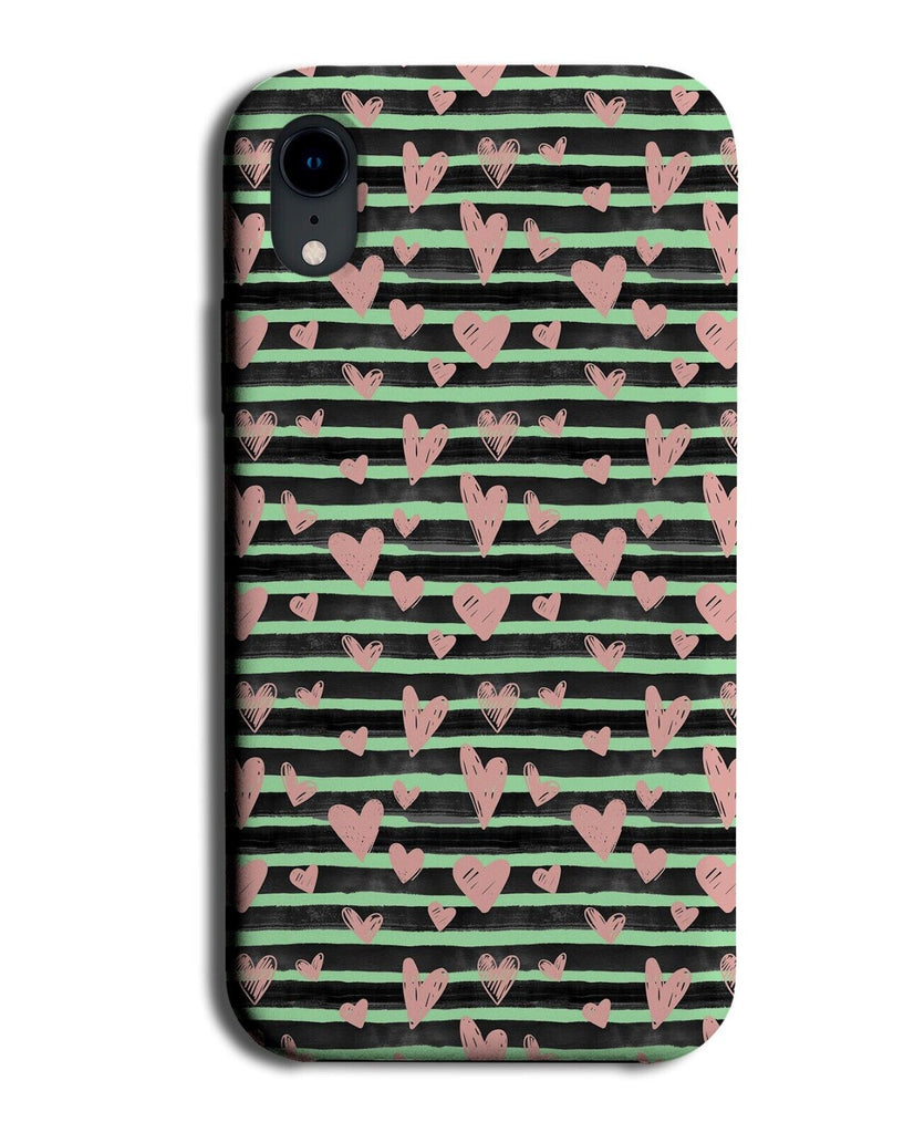 Mint Green Rose Gold Love Hearts Pattern Phone Case Cover Heart Design Girl P262