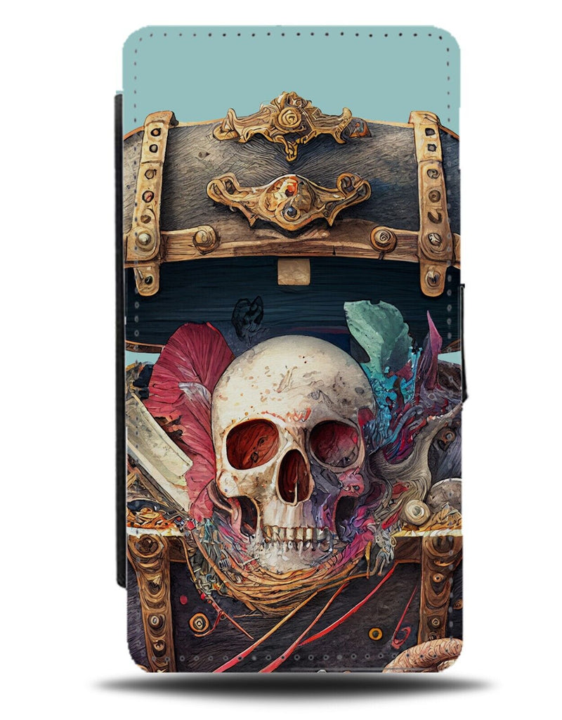 Pirates Treasure Chest Flip Wallet Case Treasures Skull Box Classic Pirate DG66