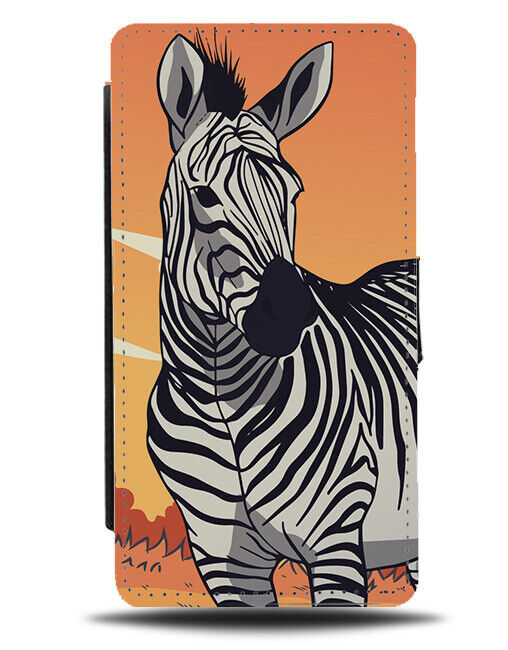 Wild African Zebra Cartoon Picture Flip Wallet Case Africa Zebras Image K477