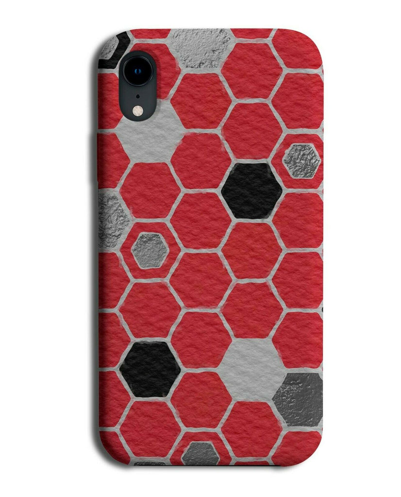 Grey Red and Black Hexagon Pattern Phone Case Cover Hexagons Shapes F172