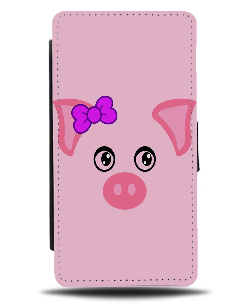 Pink Pig With Bow Flip Wallet Case Bows Pigs Piggy Girl Girls Womans Women CJ18