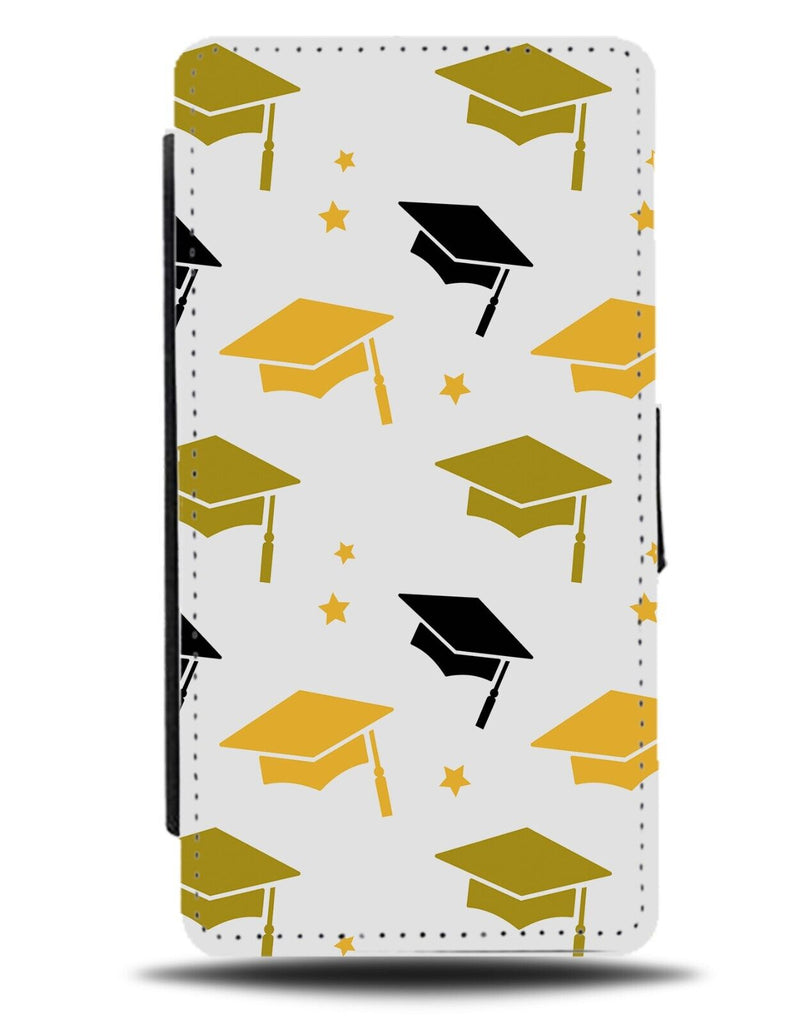 Graduation Hats Flip Wallet Case Pattern Graduate Students Ceremony Yellow AQ59