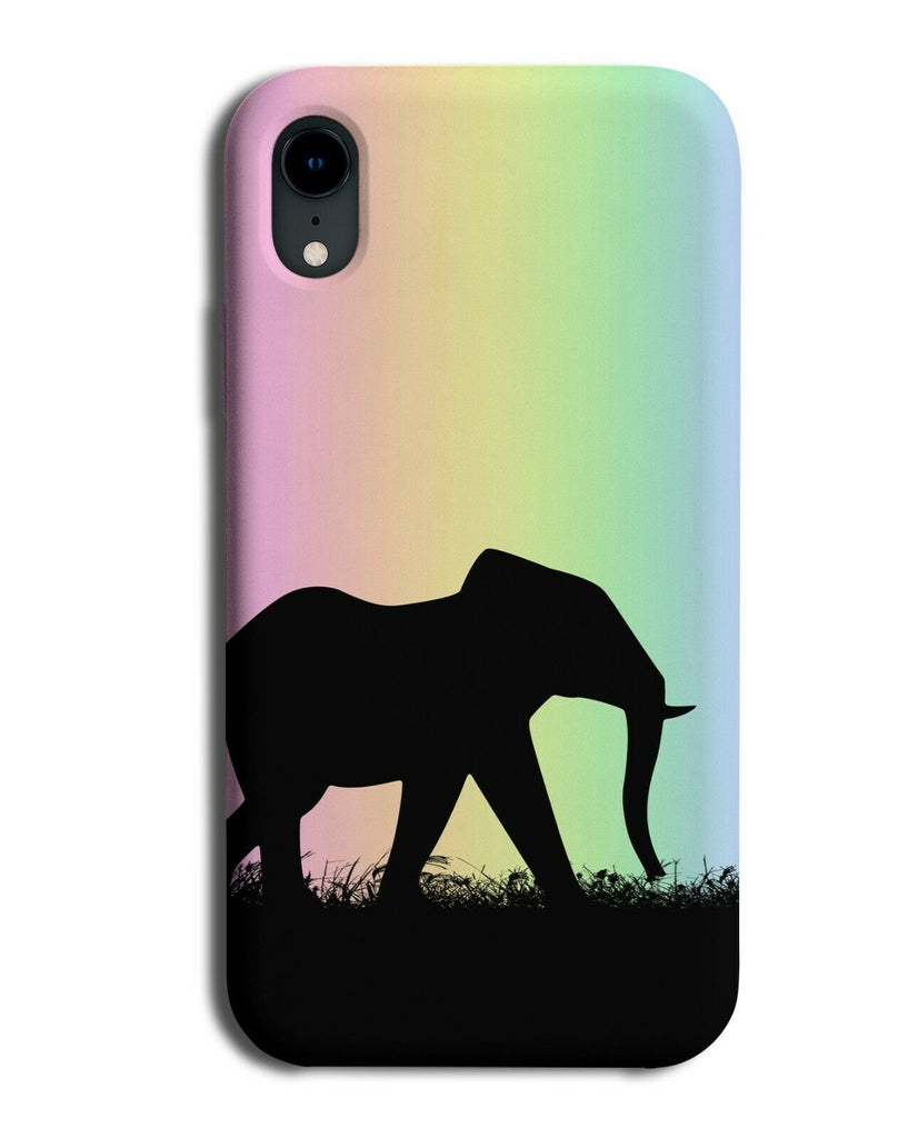 Elephant Silhouette Phone Case Cover Elephants Rainbow Colourful I084