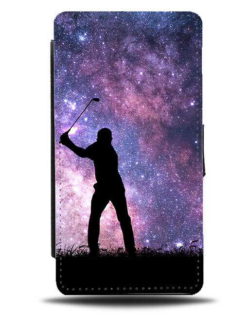 Golf Flip Cover Wallet Phone Case Golfing Golfer Balls Present Space Stars i717