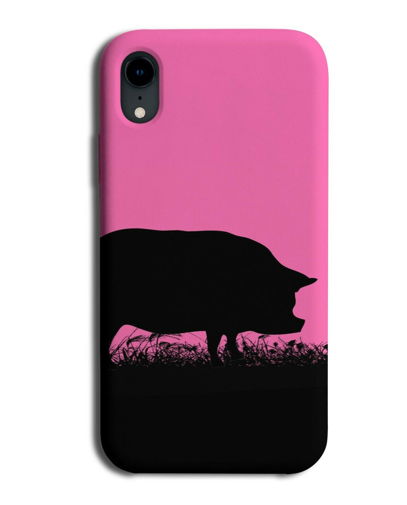 Pig Silhouette Phone Case Cover Pigs Hot Pink Black Coloured I034