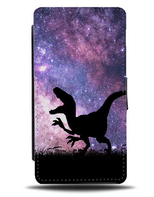 Dinosaur Silhouette Flip Cover Wallet Phone Case Dinosaurs Space Stars Sky i174