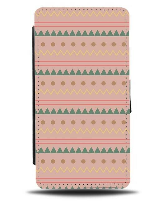 Pink Desert Tribal Pattern Flip Wallet Case Exotic Moroccan Egyptian Shapes F504