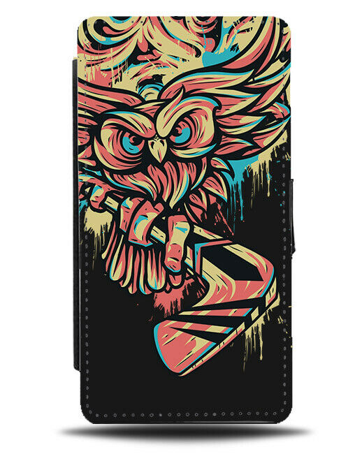 Colourful Hockey Owl Flip Wallet Phone Case Stick Player Ice Owls Bird E516