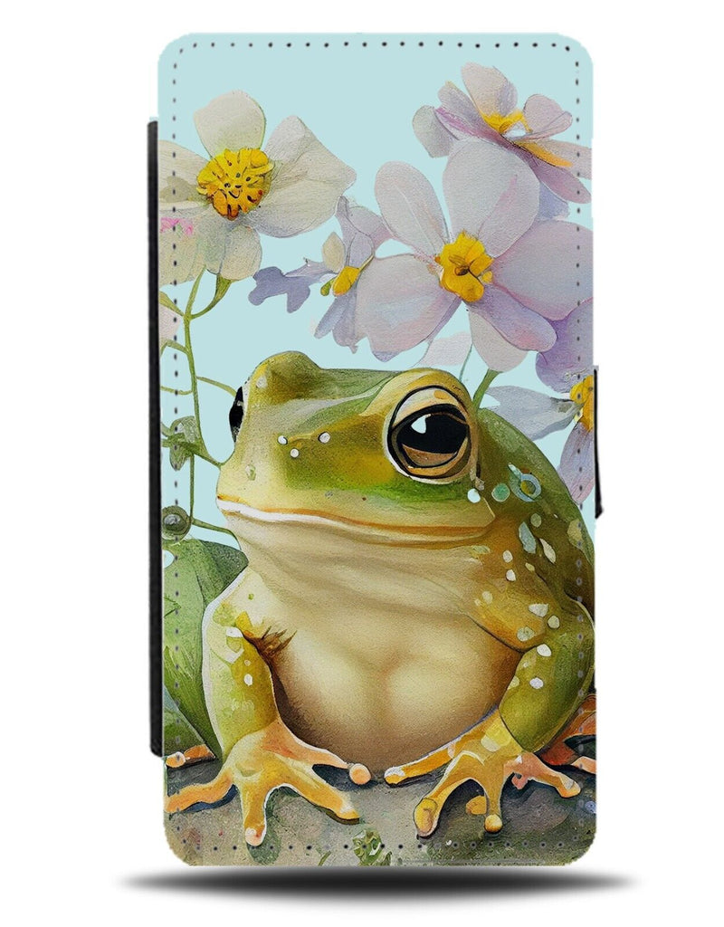 Frog and Flowers Flip Wallet Case Daisy Daisies Flower Floral Spring Blue AP59