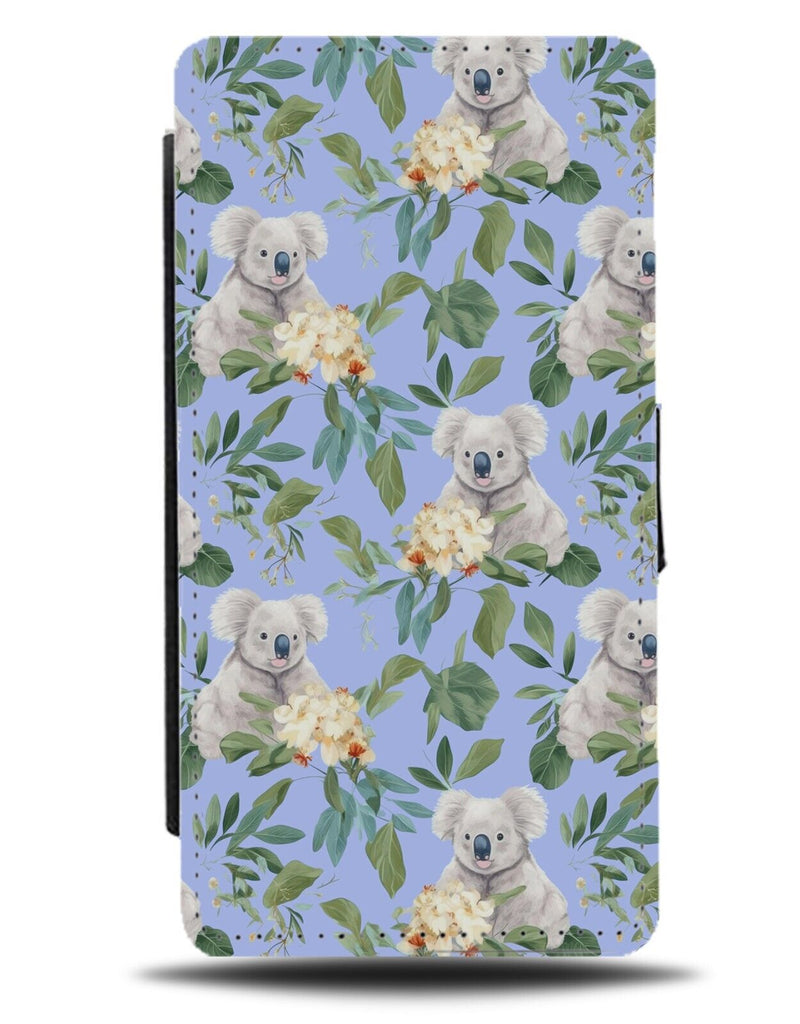 Koala Bears Pattern Flip Wallet Case Koalas Bear Grey Design Floral Cute CZ40