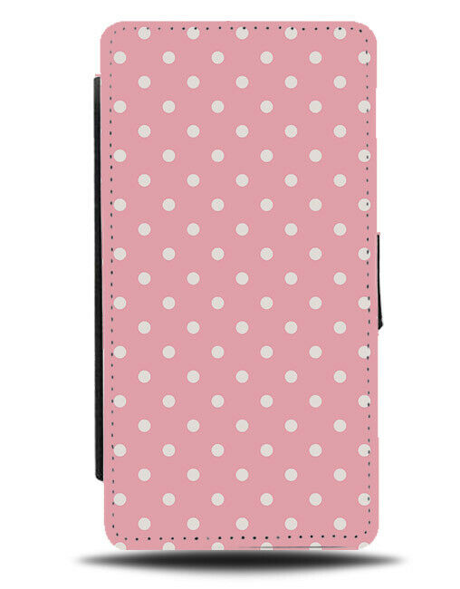 Baby Pink and White Polka Dot Flip Wallet Case Dots Dotted Pattern Spots F024