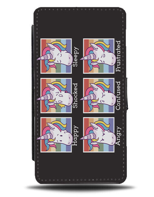 Funny Unicorn Faces Flip Wallet Case Unicorns Head Rainbow Girls Gift E677