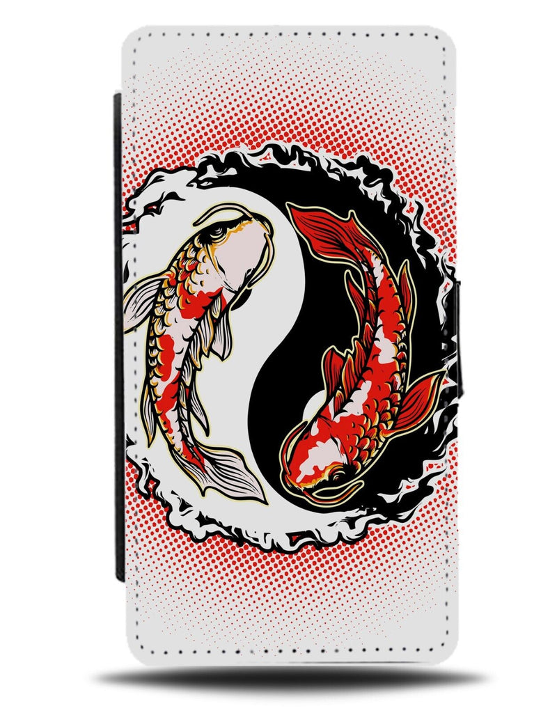 Japanese Symbol Fish Flip Wallet Case Good Evil Yin Yan Novelty Yang Koi AW82