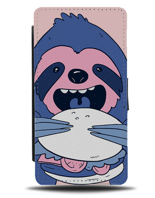 Pink Sloth Burger Cartoon Phone Cover Case Kids Funny Sloth Food Eating Fat J082