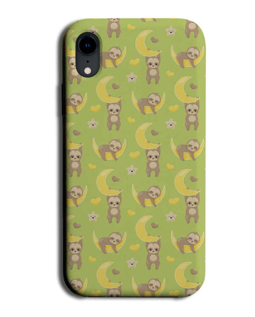 Children's Green and Yellow Moons Phone Case Cover Sloths Kids Bedtime Bed CP57