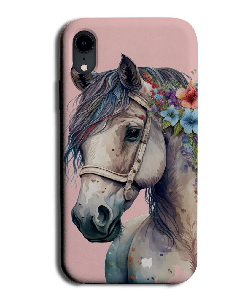 Floral Horse Phone Case Cover Pink Horses Head Flowers Rein Reins Face Pony AN84