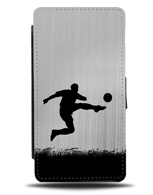 Football Flip Cover Wallet Phone Case Footballs Ball Footballer Silver Grey i695