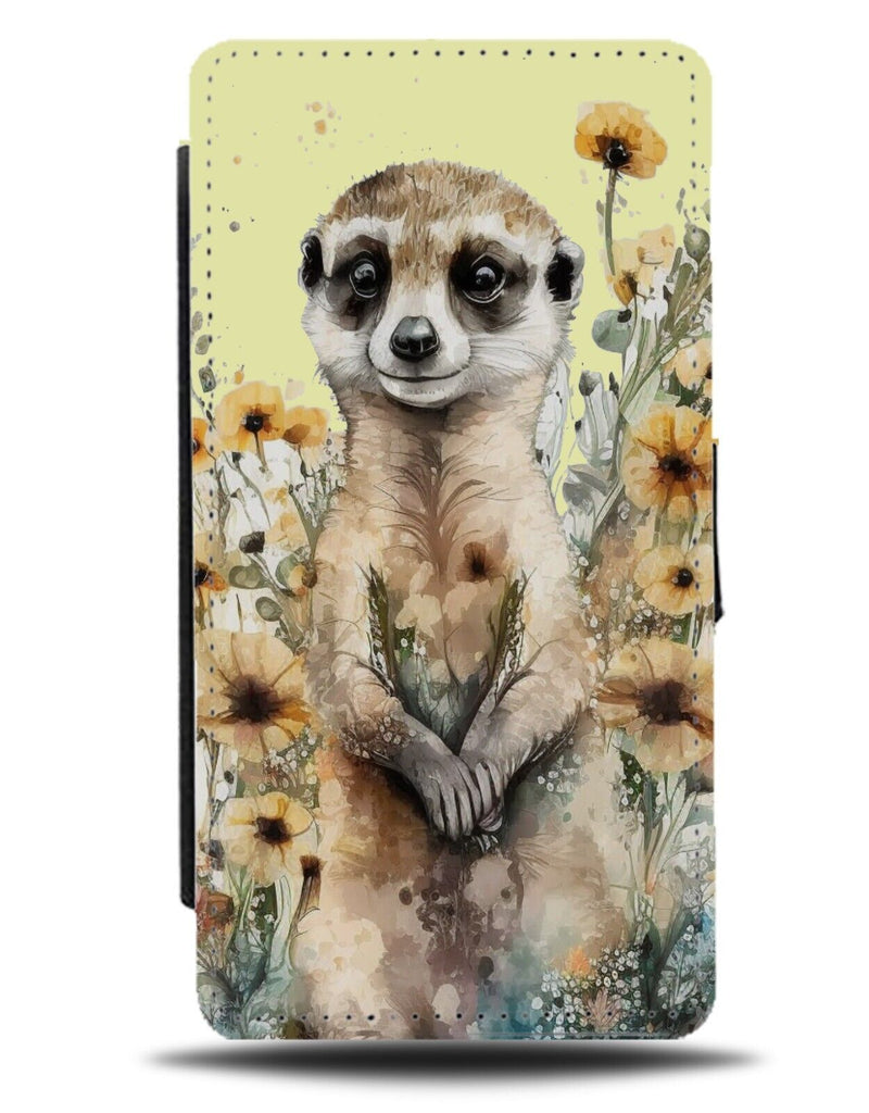 Meerkat Daisies Flip Wallet Case Meerkats Animal Watercolour Boho Floral CH14