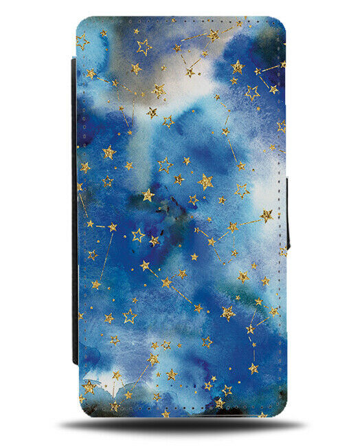 Blue Airbrush Stars Flip Wallet Case Night Sky Star Air Brush Navy Space F956