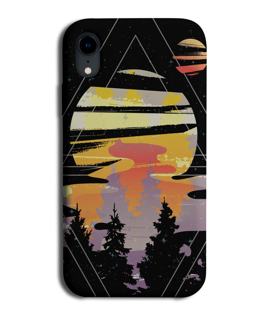 Artistic Planet Earth Shapes Phone Case Cover Trees Tree Tops Shadow Moon K084