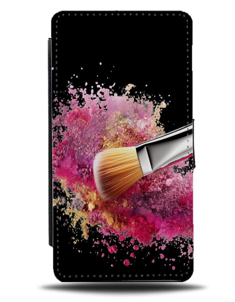 Black Make Up Artist Design Flip Wallet Case Makeup Brushes Hot Pink Style DF39