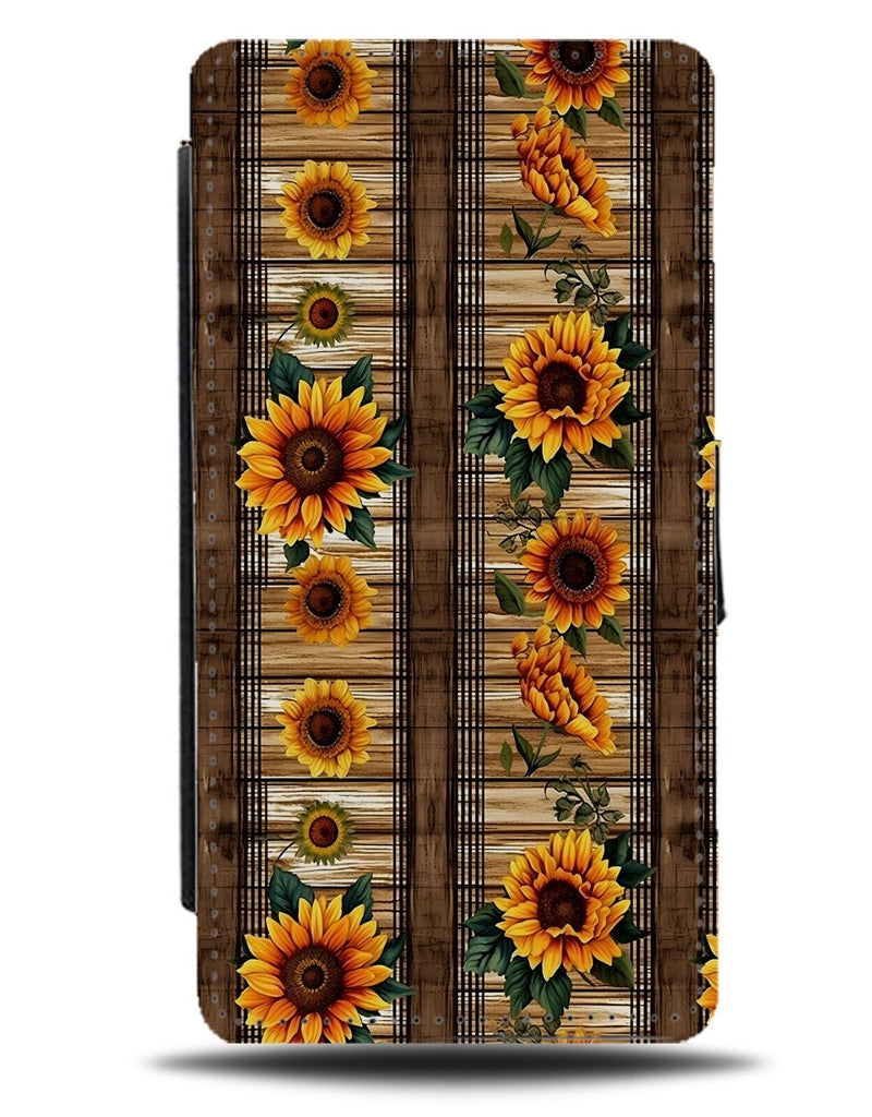 Summer Sunflower Wood Pattern Flip Wallet Case Wooden and Sunflowers Floral CV48