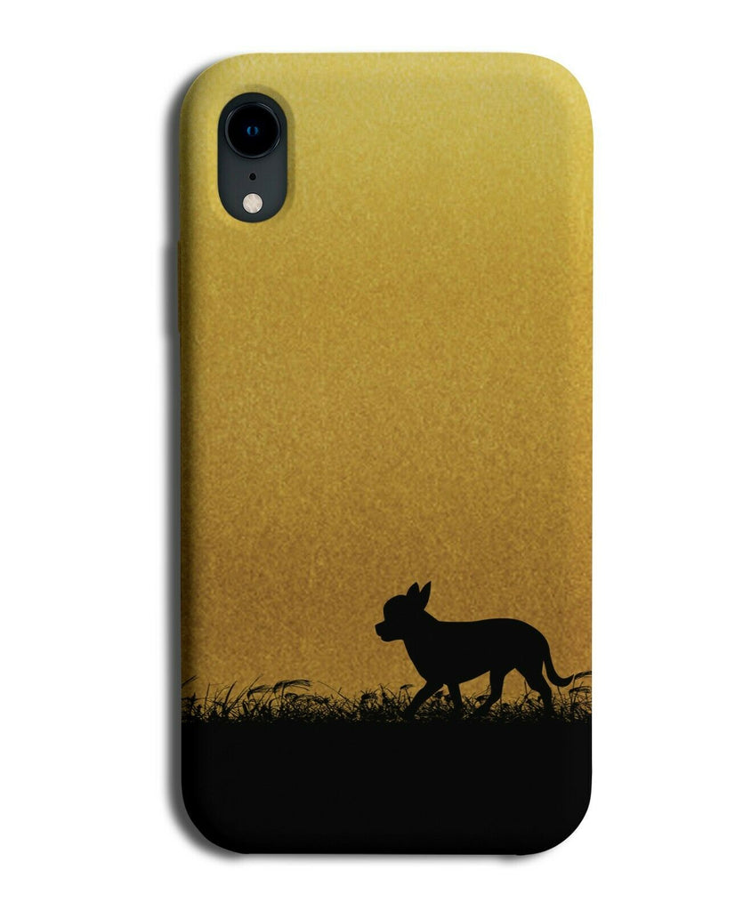 Chihuahua Silhouette Phone Case Cover Chihuahuas Gold Golden Black Coloured H985
