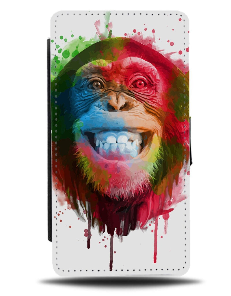 Colourful Dripping Chimpanzee Face Painting Flip Wallet Case Chimp Rainbow AC68