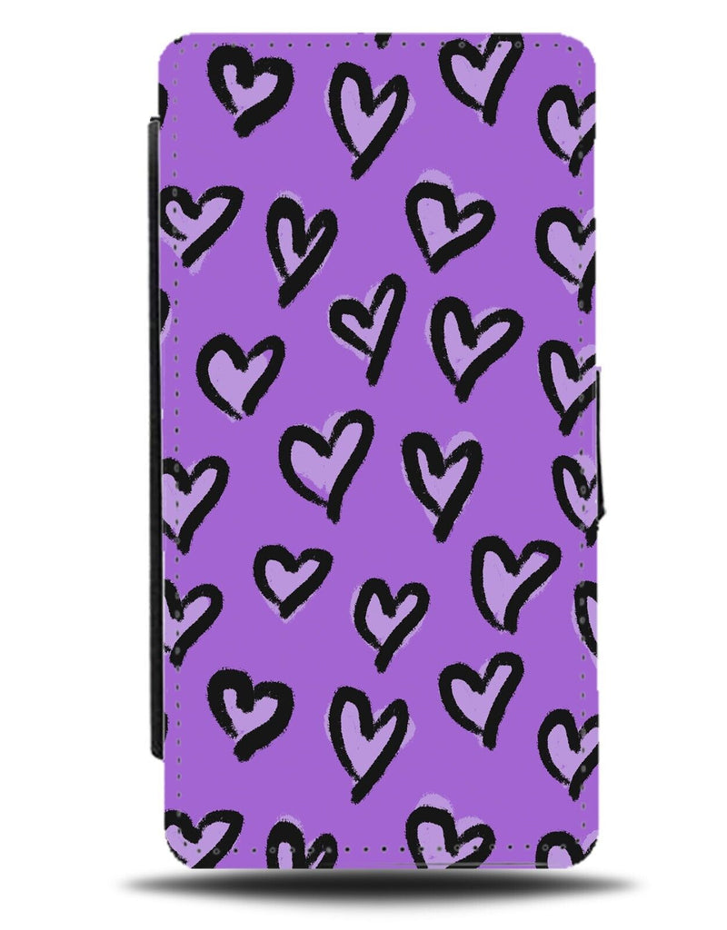 Purple Love Heart Doodles Flip Wallet Case Doodle Hand Drawn Shapes Shapes CK57