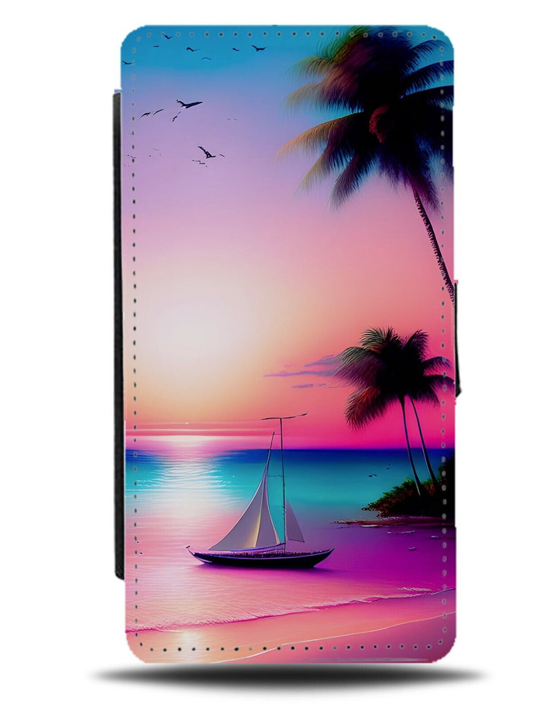 Sailing Boat On The Open Water Flip Wallet Case Sail Sunset Sun Sea Ocean BB98