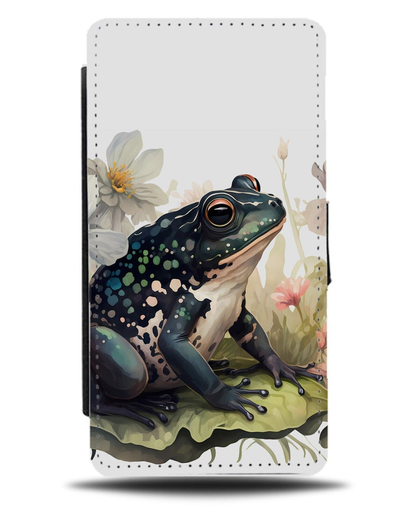 Black Toad Watercolour Painting Flip Wallet Case Toads Frog Frogs Art BG29