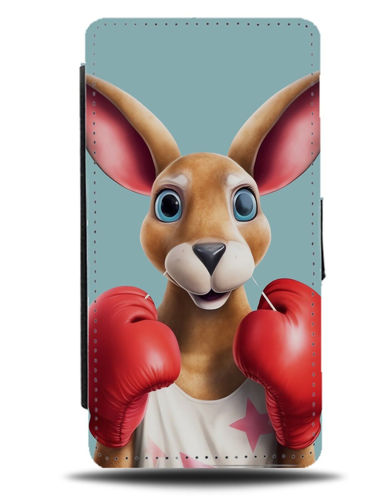 Boxing Kangaroo Flip Wallet Case Gloves Red Kangaroos Fighter Boxer Funny CZ28