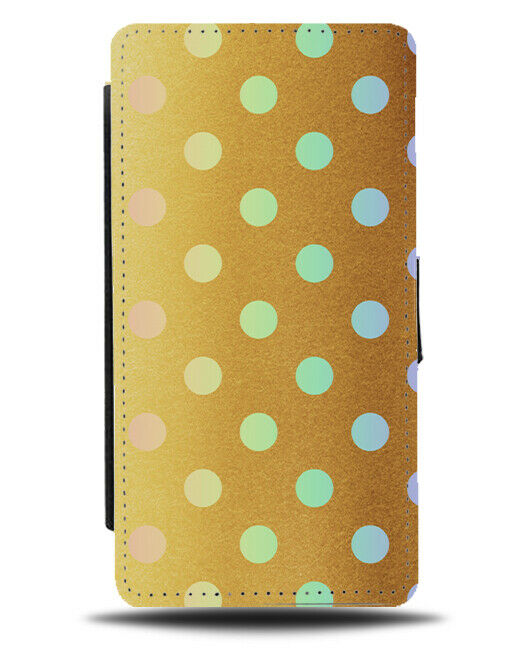 Gold With Rainbow Spotted Flip Cover Wallet Phone Case Spots Pattern Golden i559