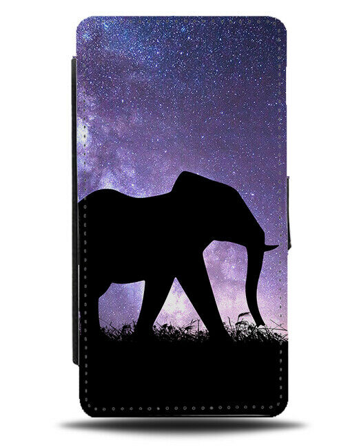 Elephant Silhouette Flip Cover Wallet Phone Case Elephants Galaxy Moon i208