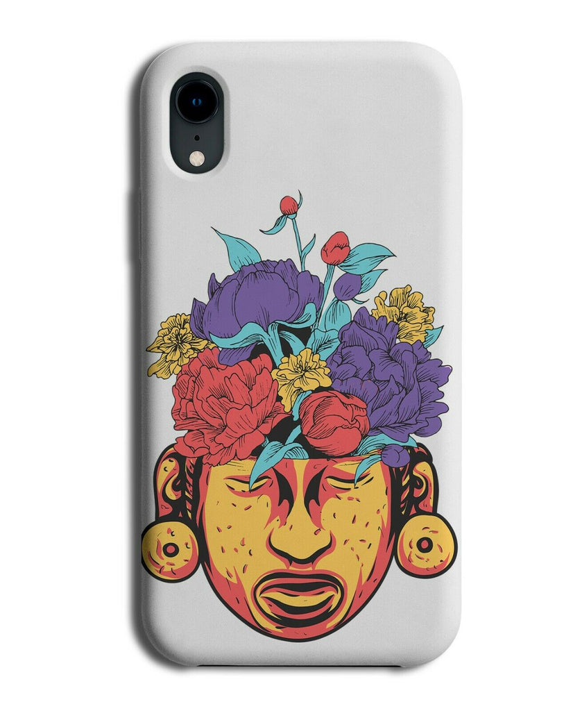 Traditional Statue With Flowers Phone Case Cover Floral Gold Print Head E293