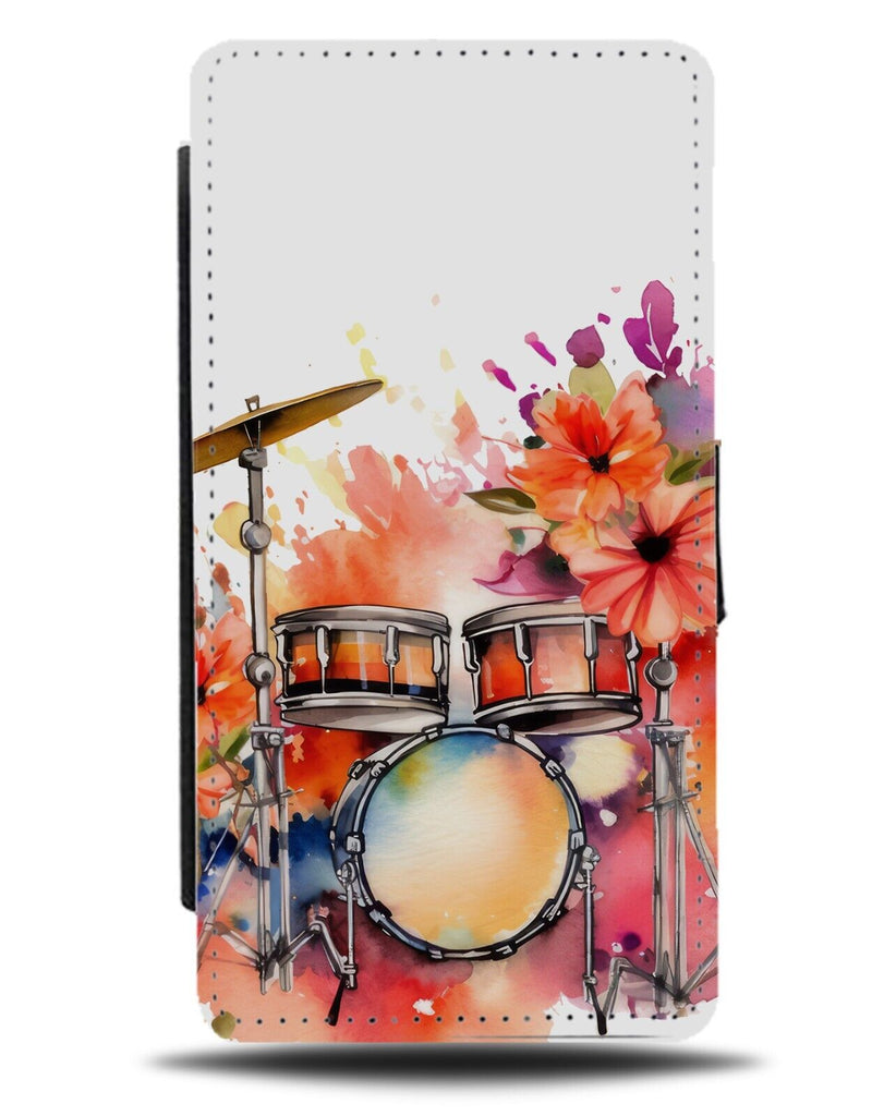 Floral Drum Set Flip Wallet Case Drums Drummer Flowers Novelty Girls Adult DC47