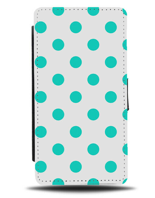 White and Turquoise Green Spots Flip Cover Wallet Phone Case Spotted Spotty i514