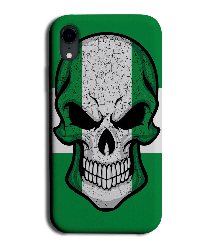 Novelty Nigerian Skeleton Head Phone Case Cover Nigeria Flag Design Green DH59