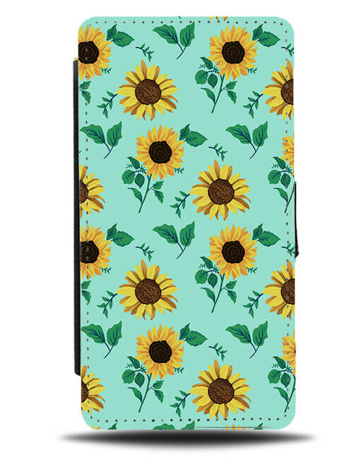 Neon Mint Green Sunflower Floral Pattern Sunflowers Picture Flower E628