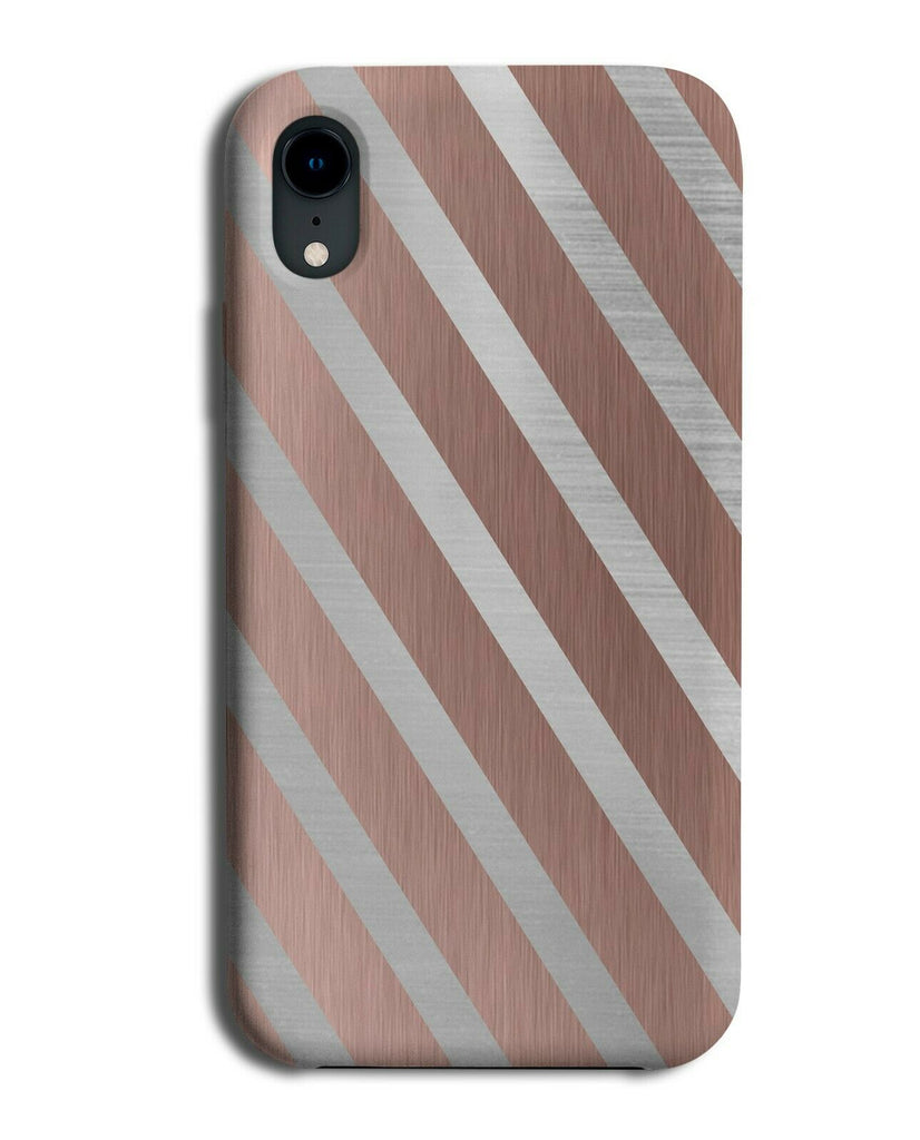 Rose Gold & Silver Diagonal Stripes Phone Case Cover Striped Style Grey i838